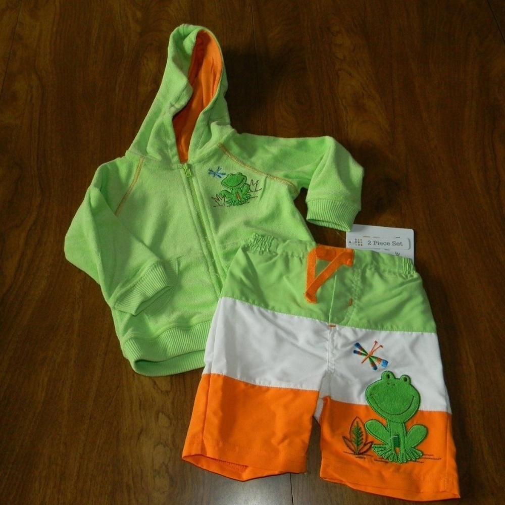 Absorba Boys 6-9 Months Frog Swim Trunks Outfit